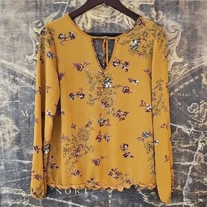 Jolt Gold Long Sleeve Tie Front Blouse